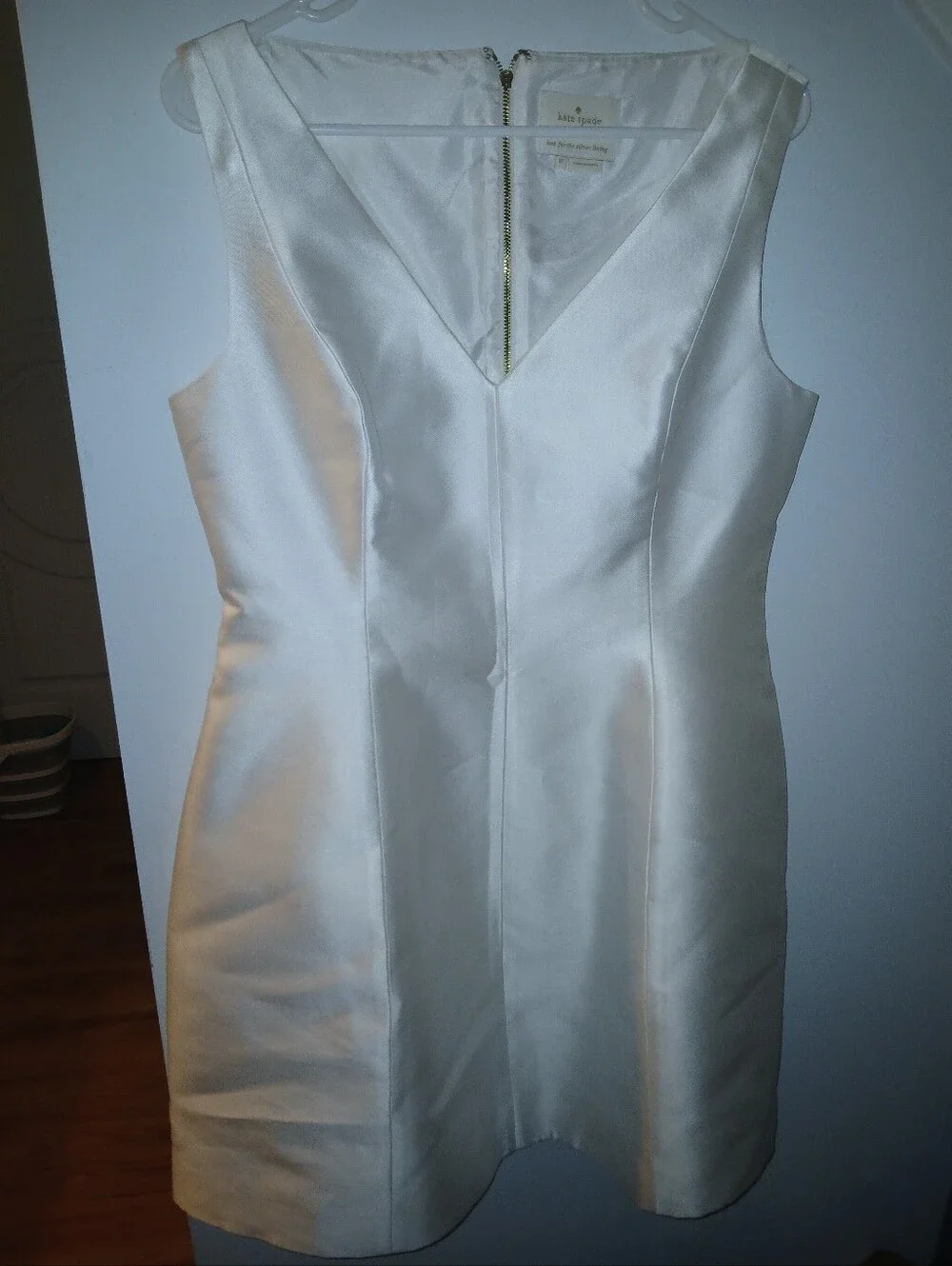 kate spade Ivory Satin V-Neck Mini Dress